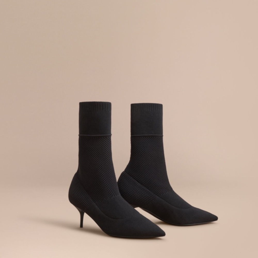 Burberry  Mid-Calf Knitted Mesh Boots